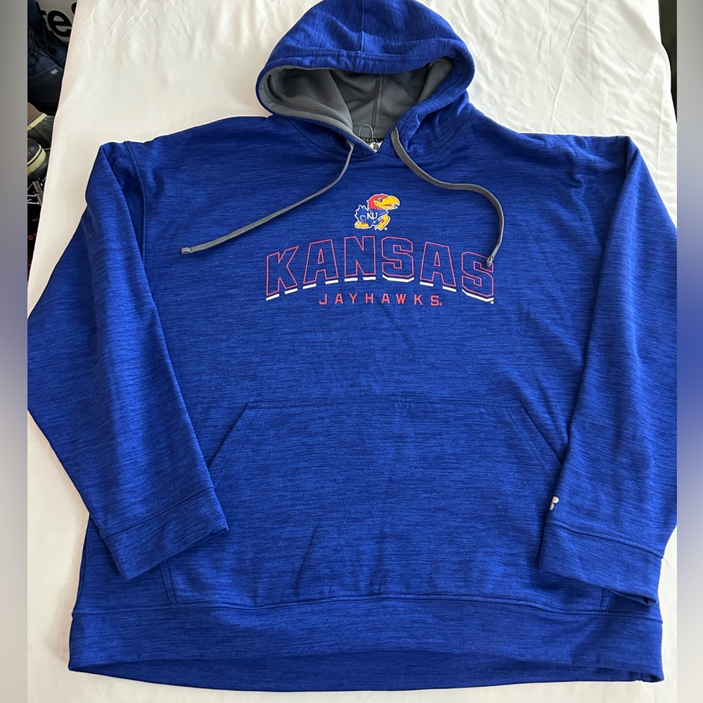 Russell Athletic Kansas Jayhawks Sweatshirt Adult 2XL Blue Hoodie Mens